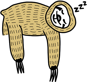 Bewegungskollektiv Maskottchen schläft auf dem Newsletter Banner